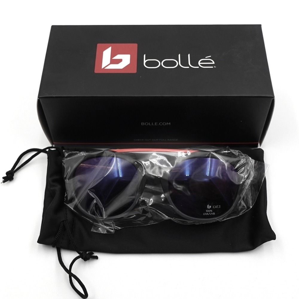 Bolle Boxton Sunglasses Unisex Medium Black Red 12355 Tortoise Sport Lifestyle